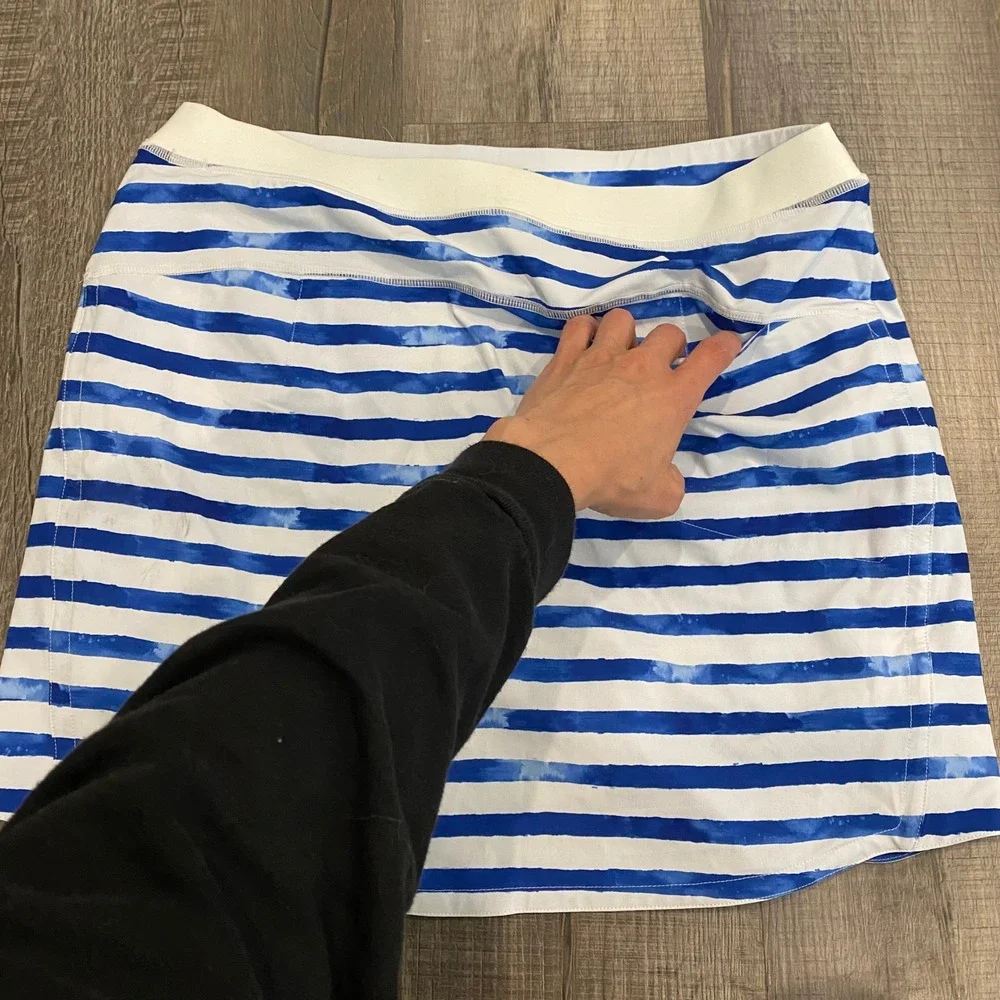 Ralph Lauren Sport Blue And White Striped Golf Skirt